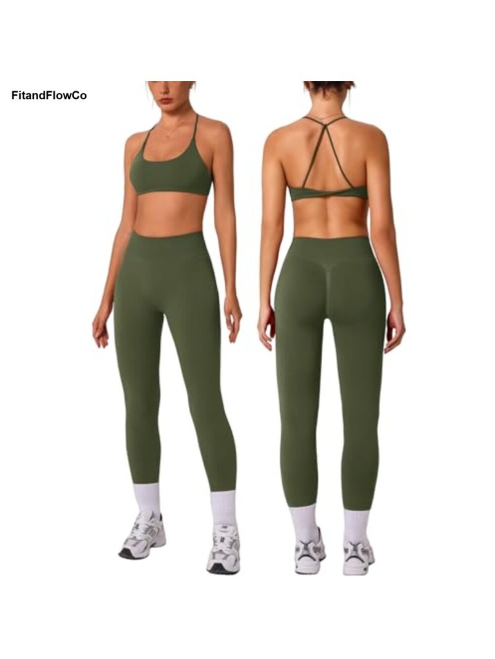 2 Piece Workout Set Sports Bra Leggings Polyamide Spandex Yoga Gym